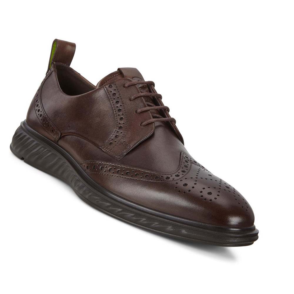 Men's Ecco St.1 Hybrid Lite Wingtip Brogue Dress Shoes Brown | Canada 530EBC